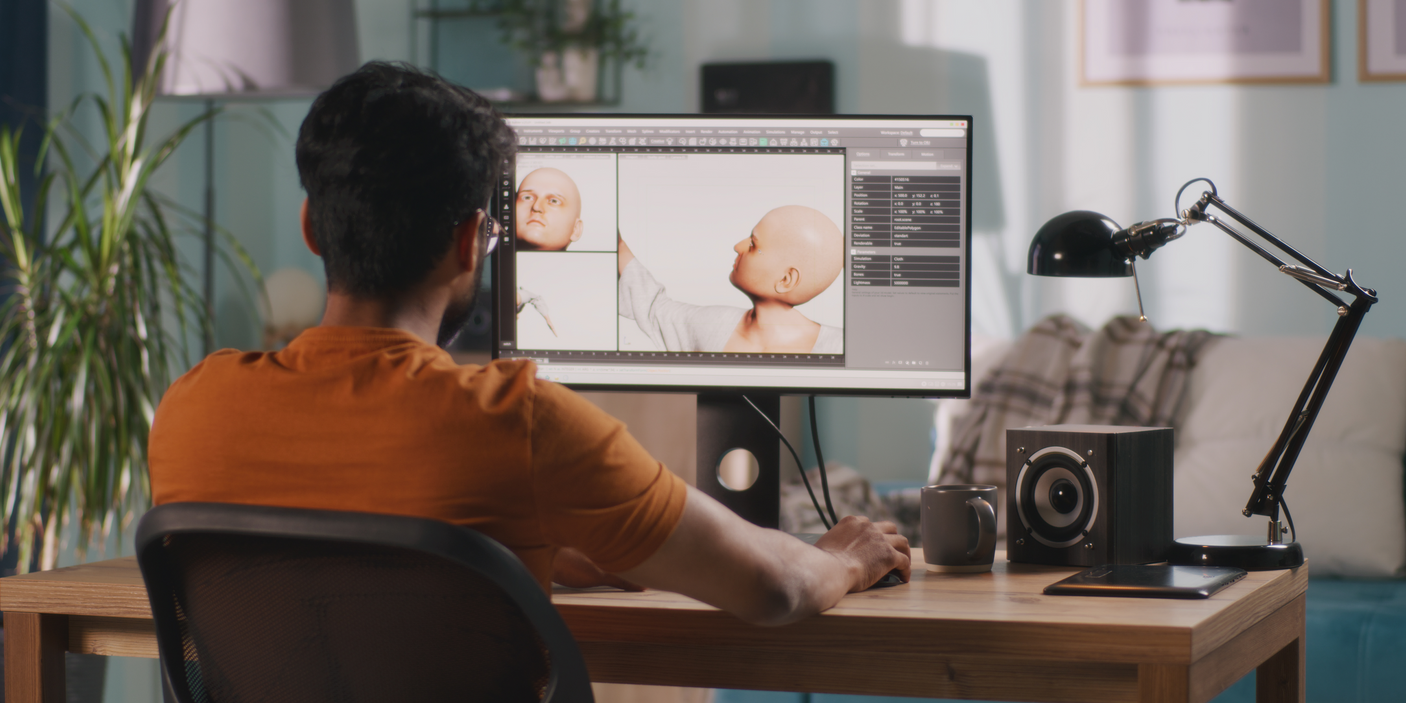 Curso de creación de personajes anime en Blender, enseñando modelado, texturizado y detalles estilizados para dar vida a un personaje 3D completo