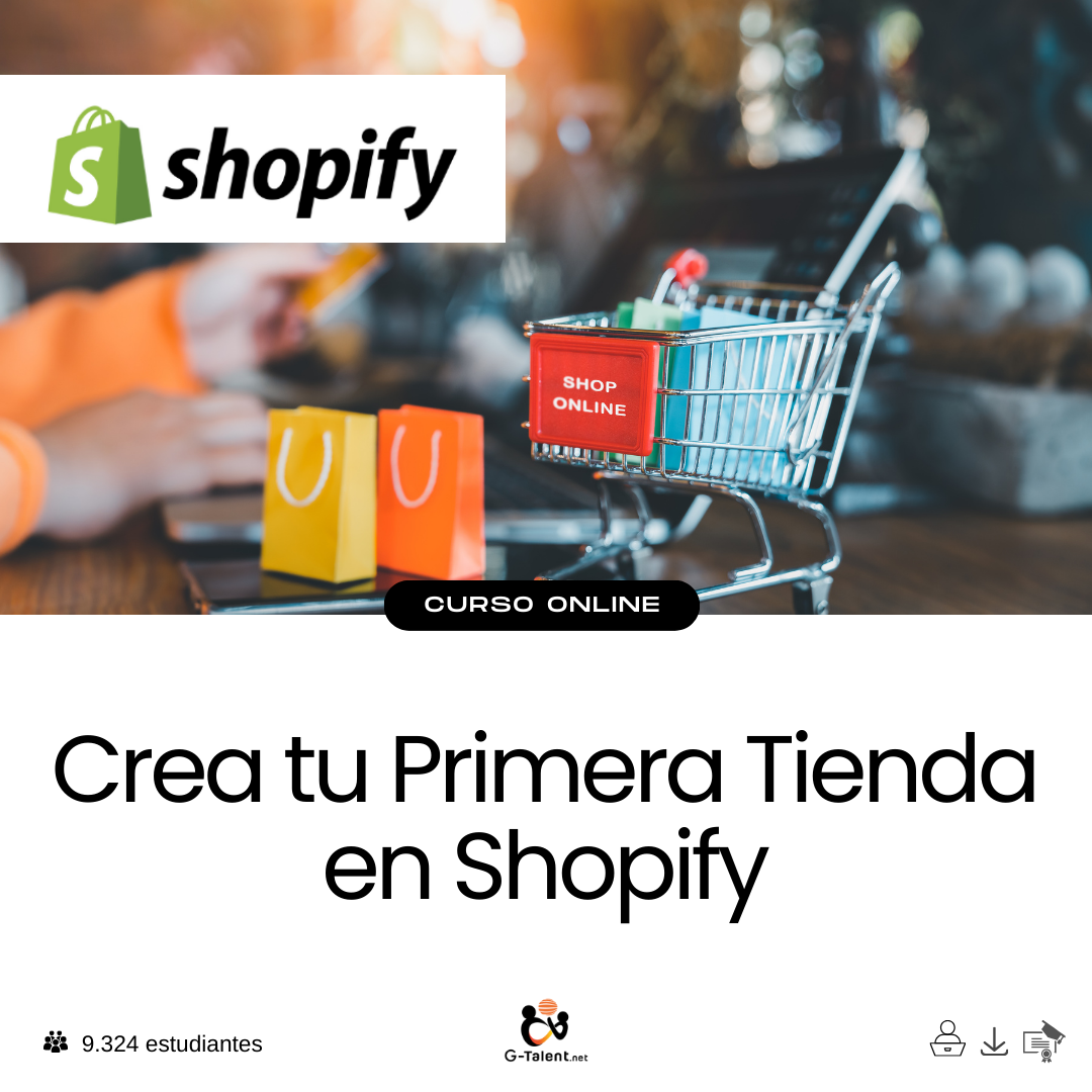 Interfaz de Shopify con tienda en construcción, productos cargados, diseño activo y configuración de métodos de pago
