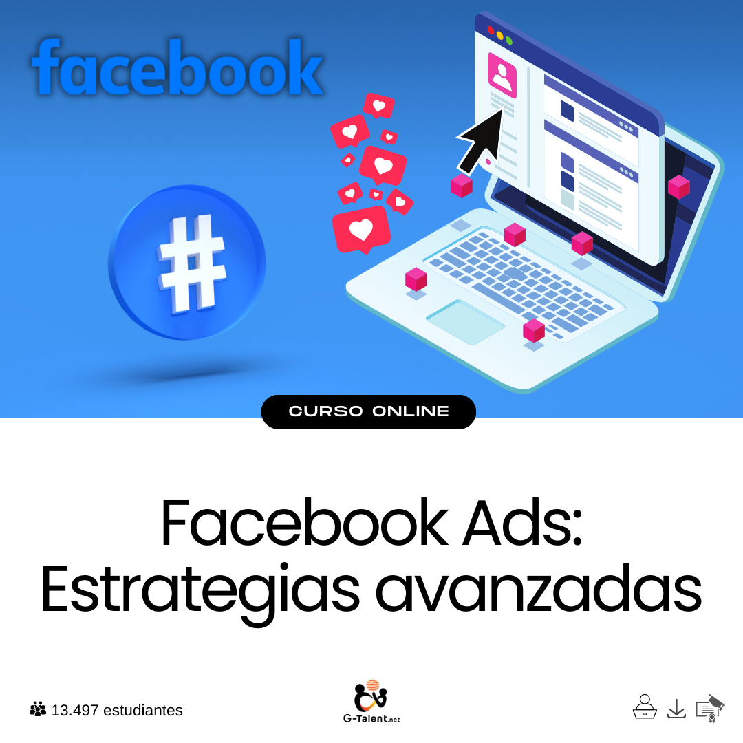 Administrador de anuncios de Facebook mostrando campañas activas con segmentación detallada, gráficos de rendimiento y embudos de conversión