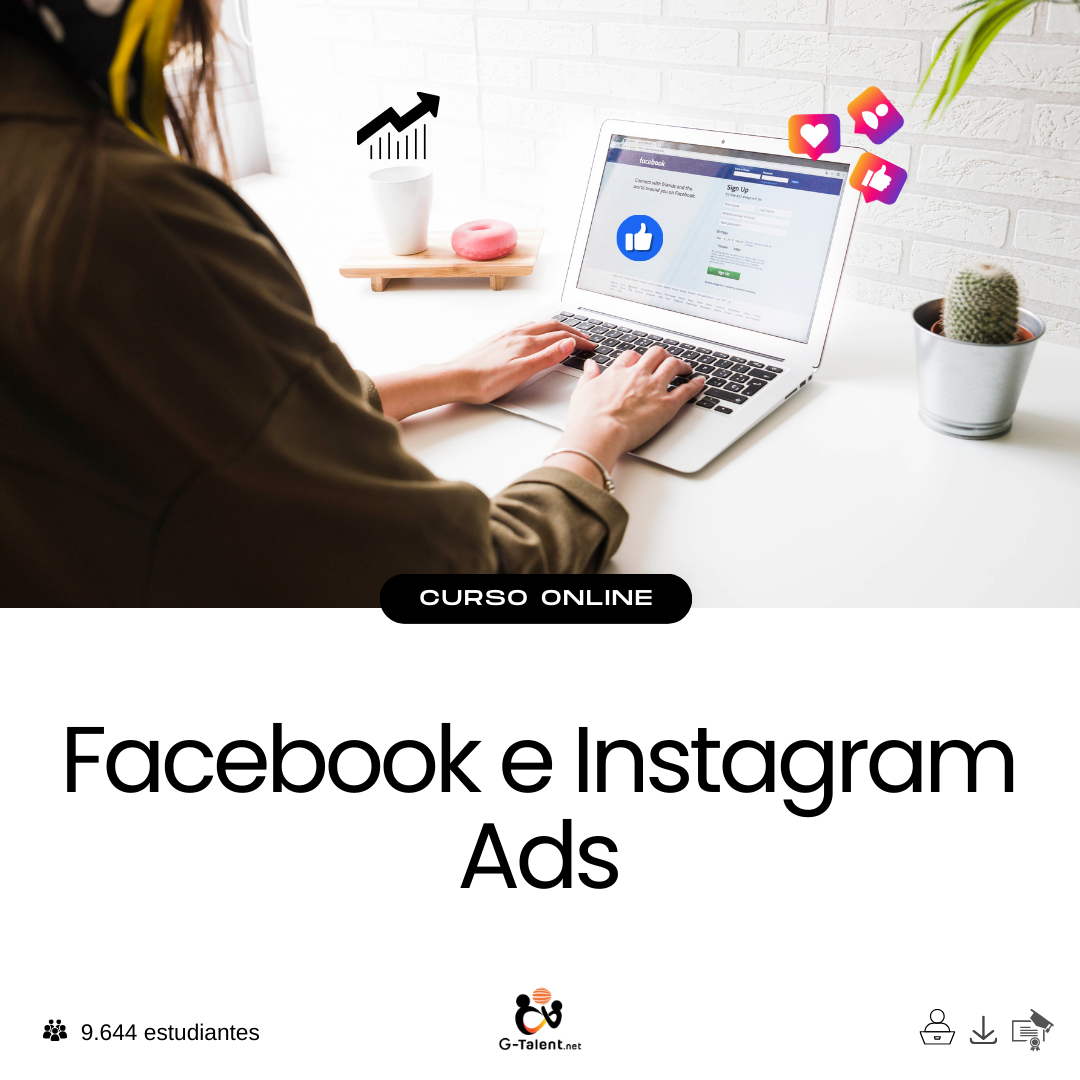 Administrador de anuncios de Meta mostrando campañas activas con segmentación precisa, métricas de rendimiento y visuales atractivos para Facebook e Instagram