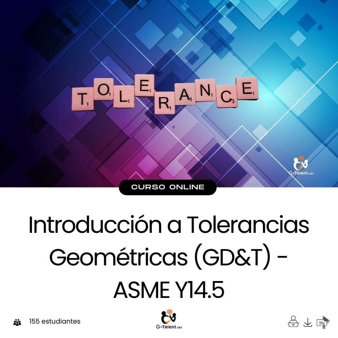 Plano técnico con símbolos de GD&T aplicados, incluyendo referencias de forma, orientación, posición y perfil, sobre fondo de ingeniería mecánica