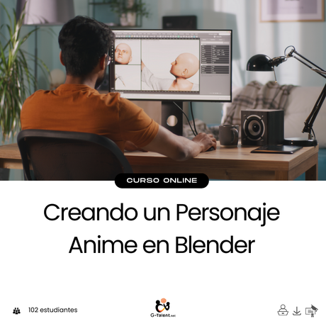Modelo 3D de personaje estilo anime en proceso de creación en Blender, con detalles de rostro, cabello y ropa en pantalla