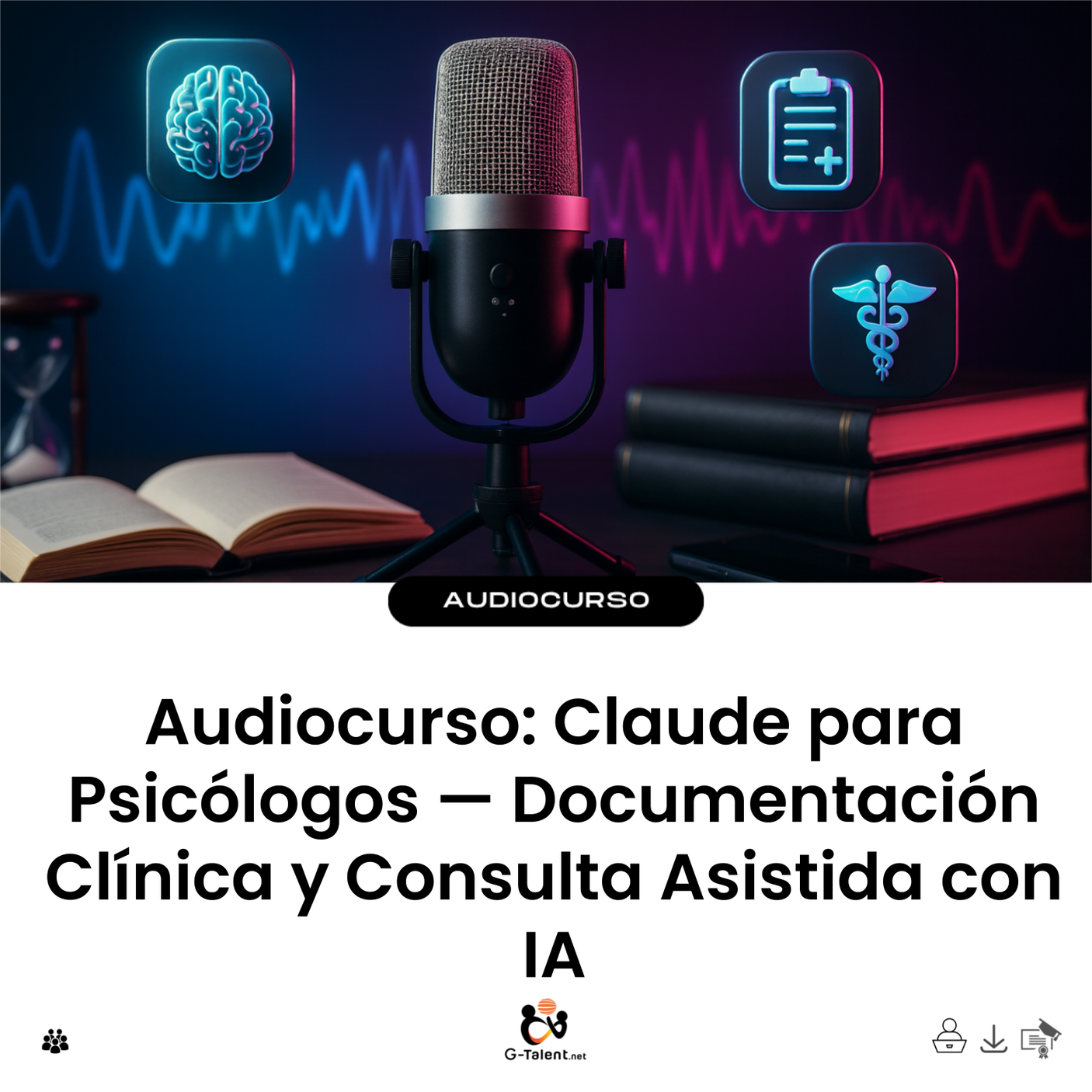 Audiocurso: Claude para Psicólogos — Documentación Clínica y Consulta Asistida con IA - portada cuadrada