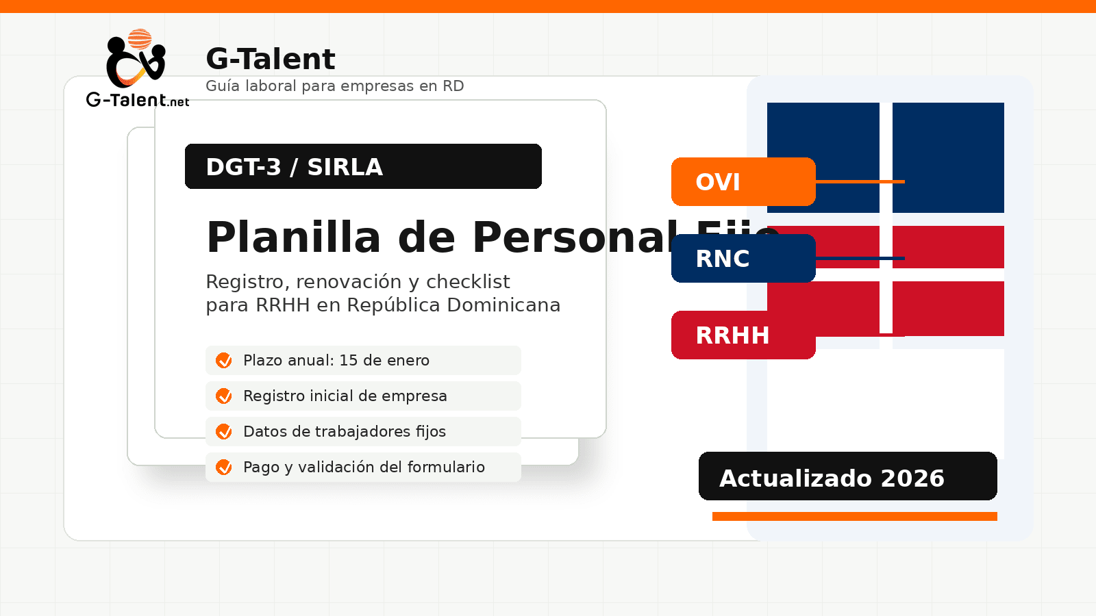DGT-3 en República Dominicana 2026: qué es, cuándo se registra y checklist para RRHH - G-Talent.Net