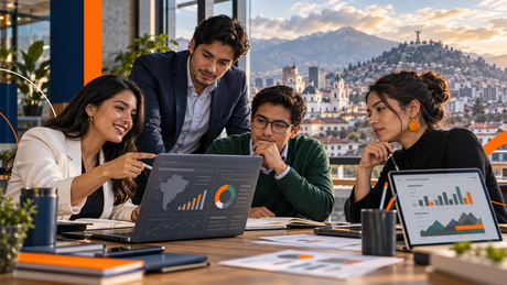Profesionales ecuatorianos analizando datos y habilidades demandadas en vacantes reales