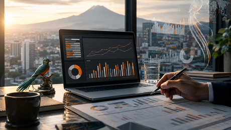 Flujo de caja proyectado en Guatemala 2026 con dashboard financiero, Excel e inteligencia artificial