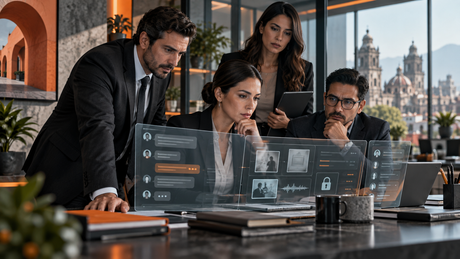 Equipo de Recursos Humanos en México revisando un protocolo de ciberacoso laboral y evidencia digital