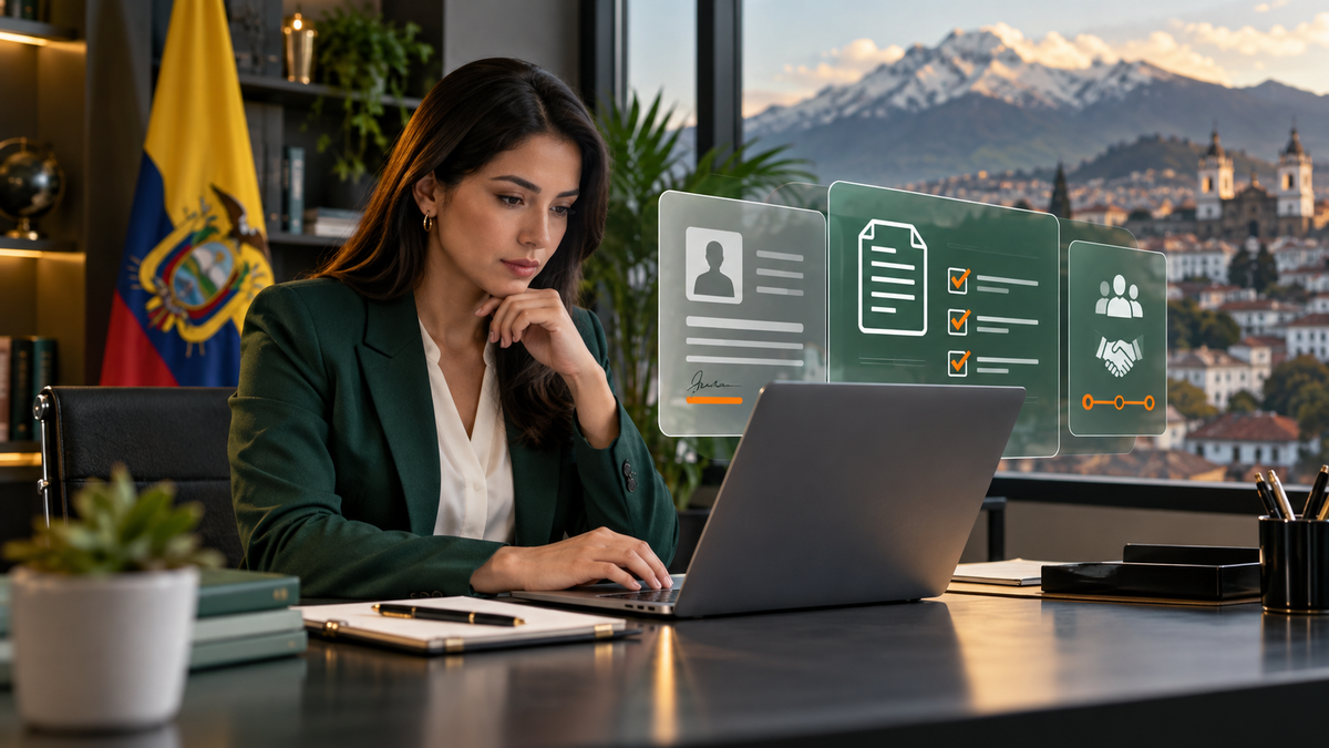 Profesional de Recursos Humanos registrando un contrato de trabajo en el SUT Ecuador