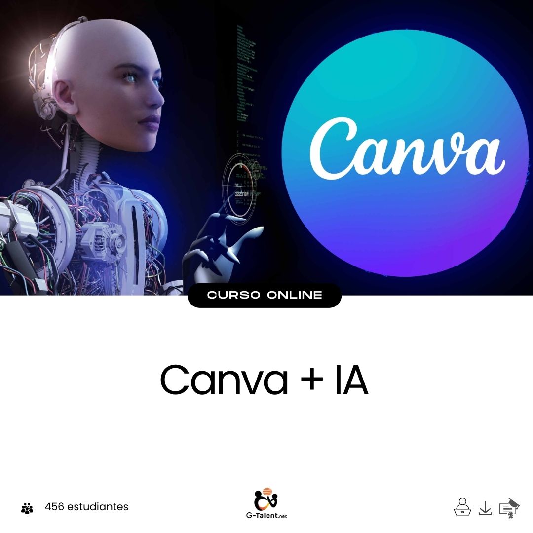 Editor de Canva con funciones de IA activadas, mostrando generación automática de textos, imágenes y presentaciones creativas