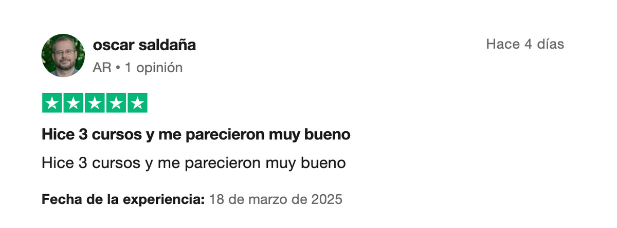 Opinión de un estudiante de G-Talent en Trustpilot, 4 de 6