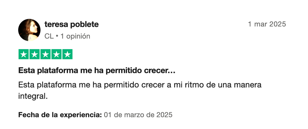 Opinión de un estudiante de G-Talent en Trustpilot, 1 de 6