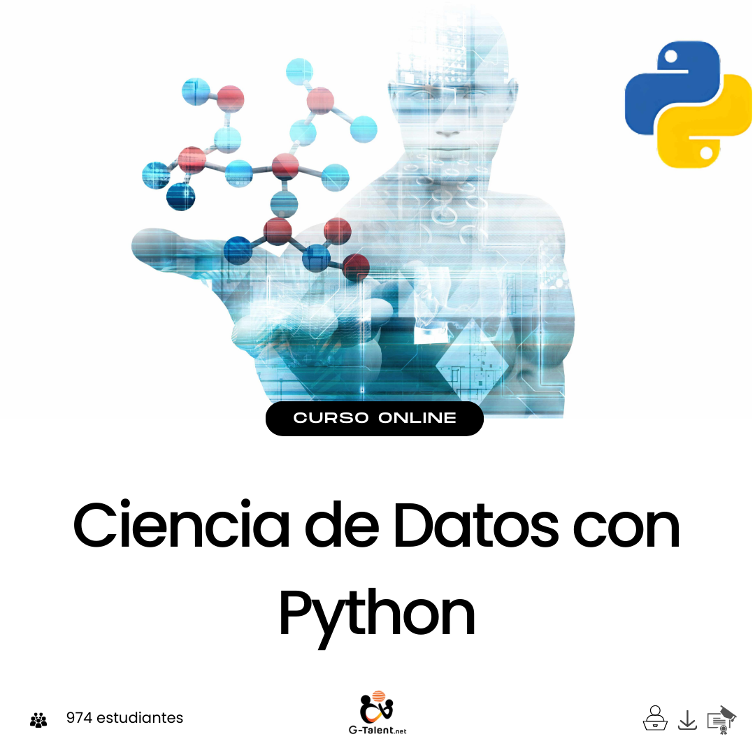 Notebook de Python mostrando gráficos, estadísticas y dataframes en ejecución con librerías como Pandas, Matplotlib y Scikit-learn