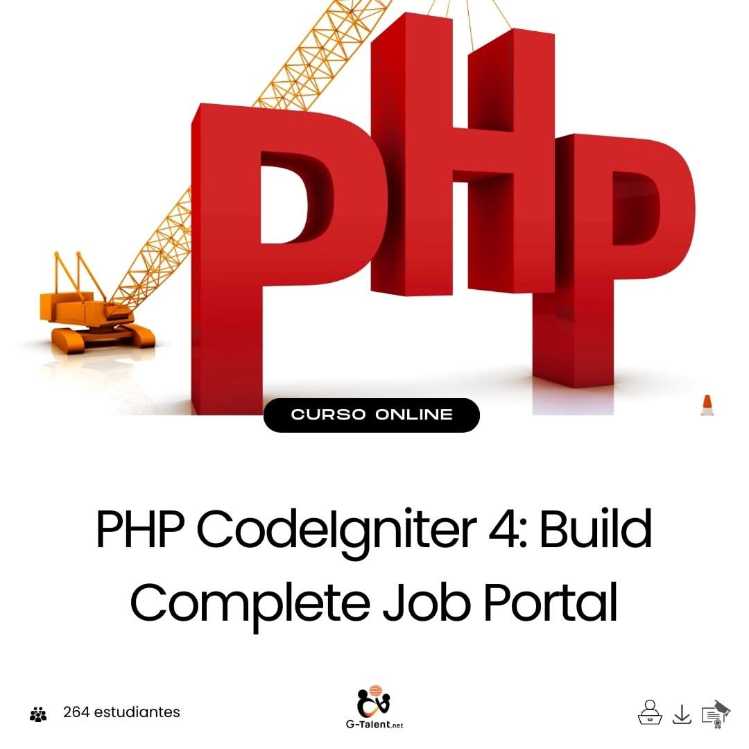 Editor de código con estructura de proyecto en CodeIgniter 4 mostrando vistas, controladores y base de datos de un portal de empleo en desarrollo