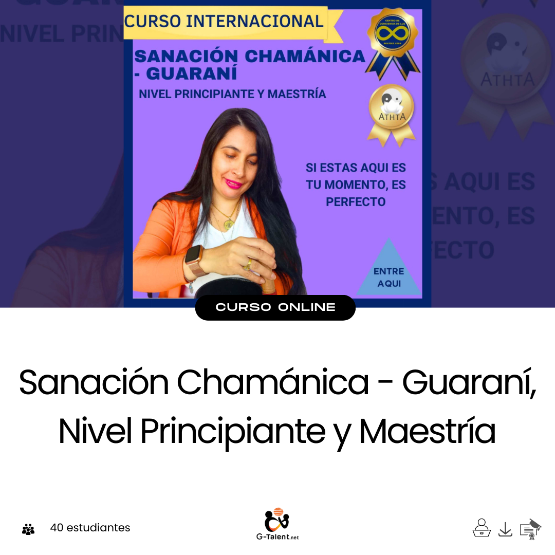 Chamán guaraní en entorno natural con símbolos ancestrales y elementos de sanación espiritual