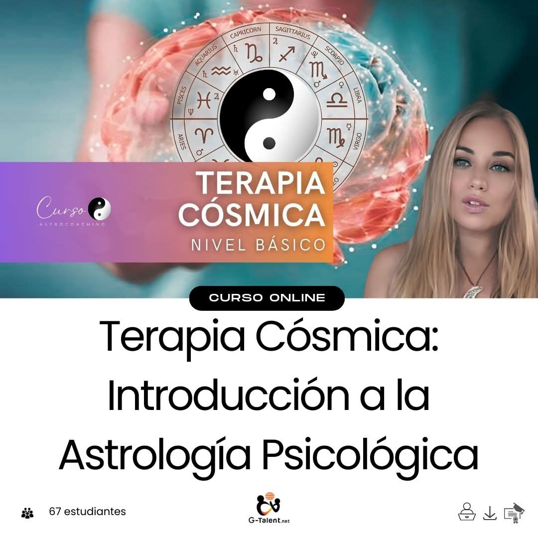 Carta astral con símbolos zodiacales y figura humana conectada al cosmos en fondo estelar