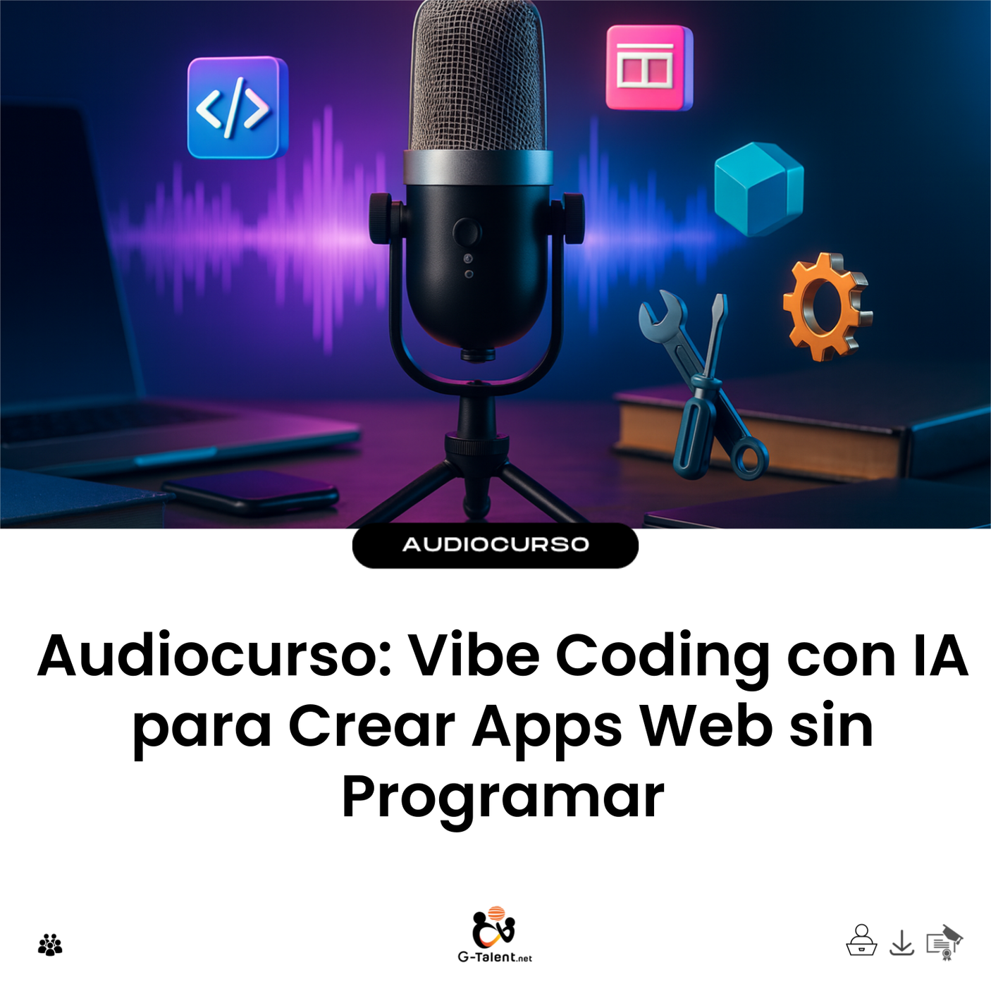 Audiocurso: Vibe Coding con IA para Crear Apps Web sin Programar - portada cuadrada