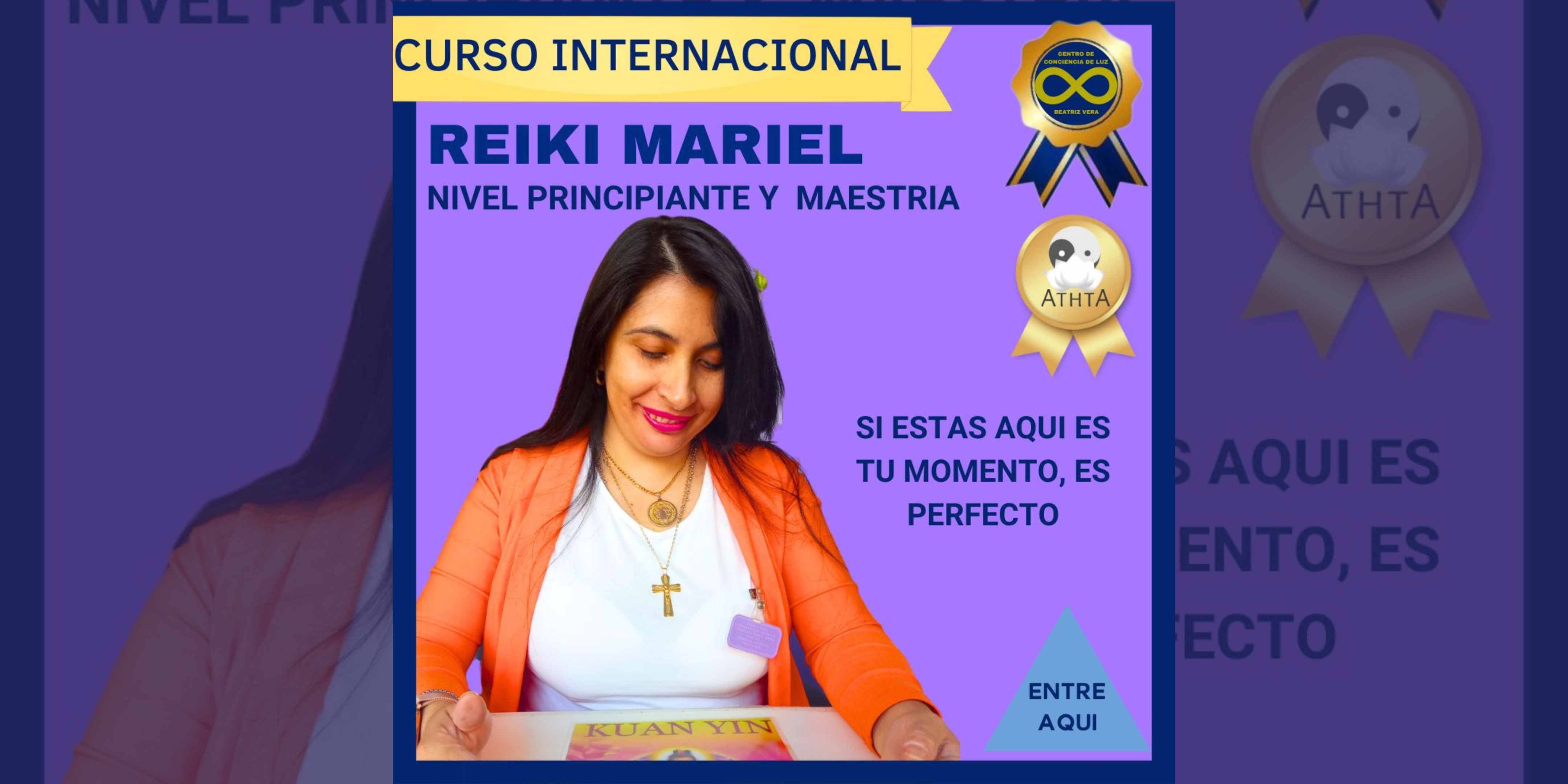 Video introductorio del curso de Reiki Mariel, enseñando sanación espiritual con la guía de la Madre María, desde nivel inicial hasta maestría