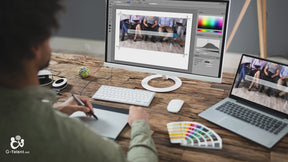 Video introductorio del curso de postproducción en Photoshop, enseñando técnicas de retoque para renders con ajustes de color, sombras, ambientación y realismo visual