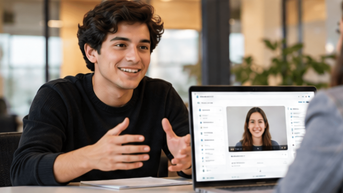 Profesional practicando una entrevista